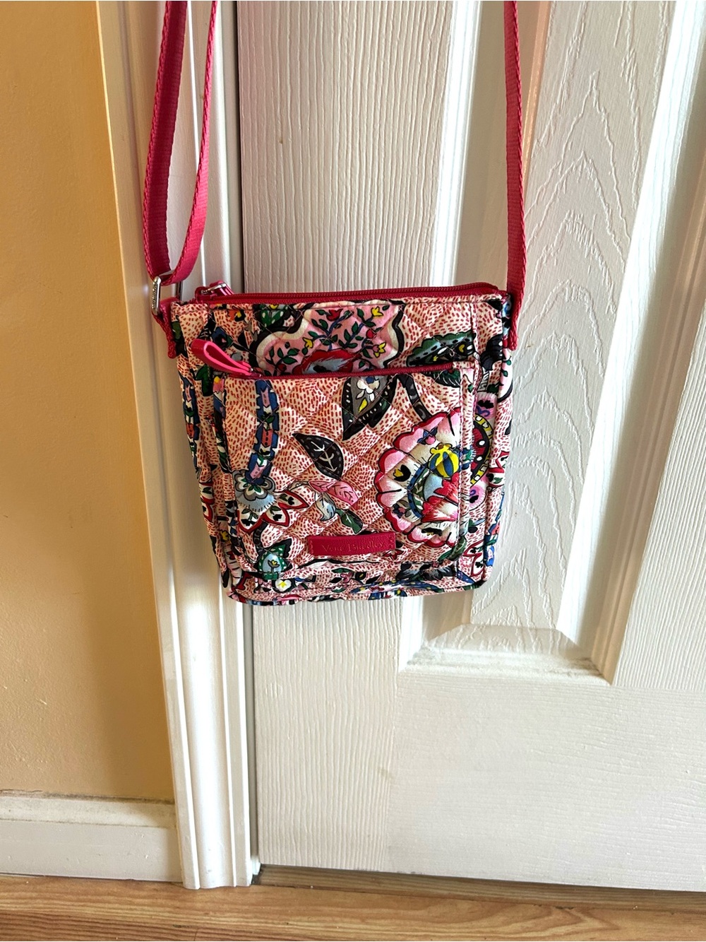 Vera Bradley Pink Floral Quilted Small Crossbody with Multicolor Accents